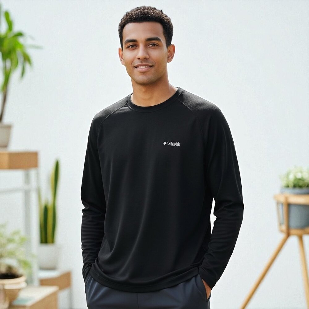 NWOT Columbia PFG Polyester Men's Crew Neck Long Sleeves Shirt - Black - XL